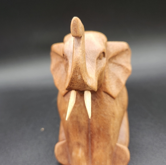 Carved Wooden Elephant Figurine - Picture 3 of 8
